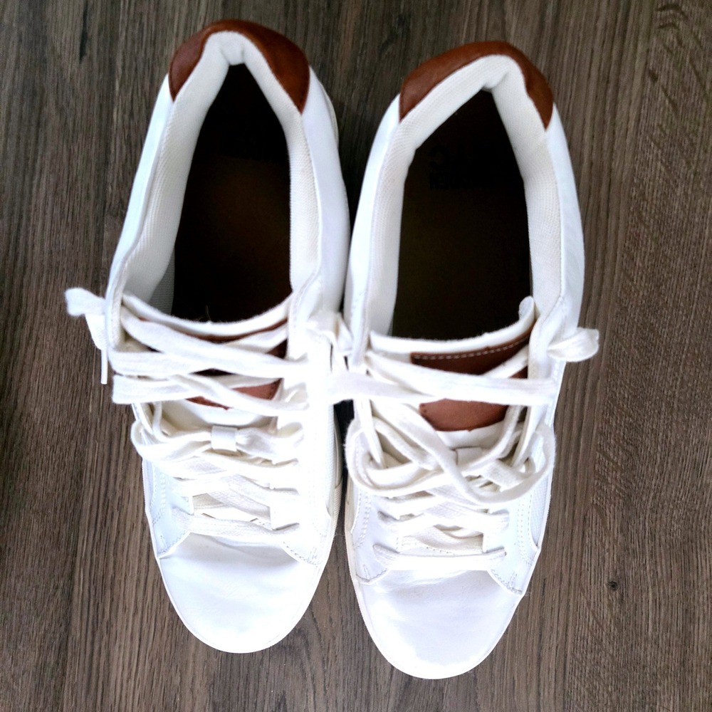 Steve Madden Finneas Mens White Low Top Sneaker Brown Heel Tab Size 9 Madden NYC - Picture 4 of 11
